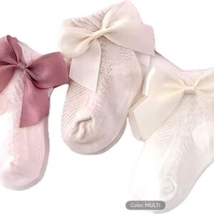 New lot of 3 baby girl bowknot socks 2-3 year medium